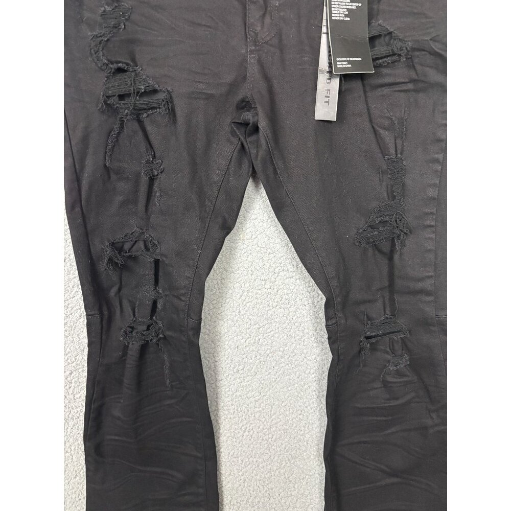 Decibel Mens Black Stacked Fit Distressed Jeans Size 40/35 New With Tag's - Picture 2 of 8